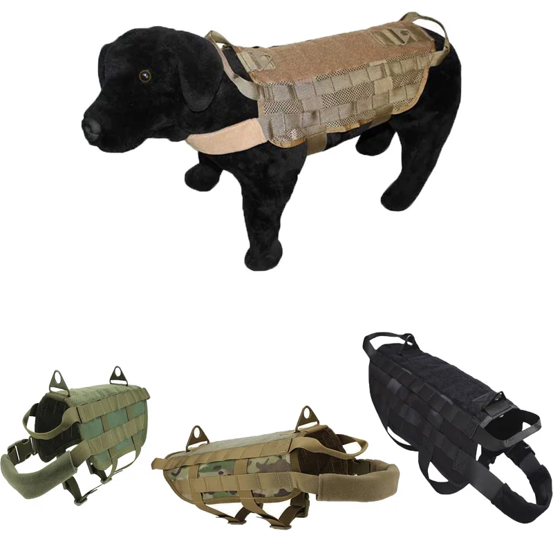 Arnés táctico militar transpirable para entrenamiento de perros, chaleco de caza, ropa, S-XL, mango de servicio, sistema de rodamiento de carga, nailon, Molle - imagen 2