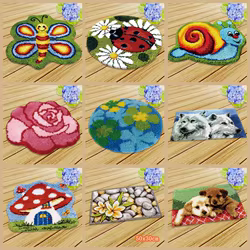 Kit de ganchillo de alfombra de flores decorativas, gancho de pestillo de flores para cojín, Kit de costura, bordado de ganchillo, bricolaje, nuevo