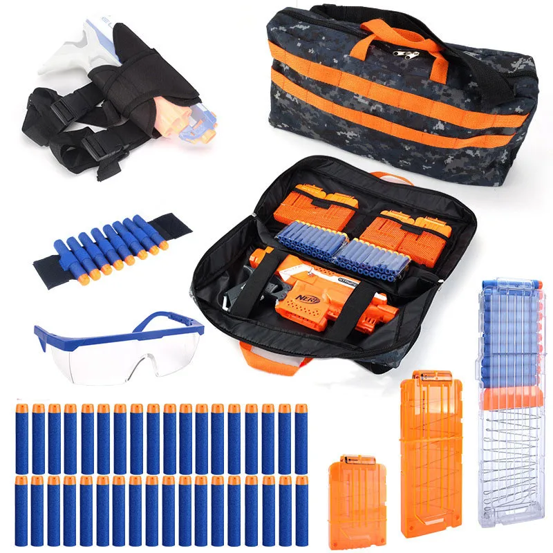 Kit de piezas tácticas de bala suave para pistola de juguete Nerf, incluye 100 balas de repuesto, Clips de recarga de bala y bolsa de almacenamiento de pulsera, para niños - imagen 5