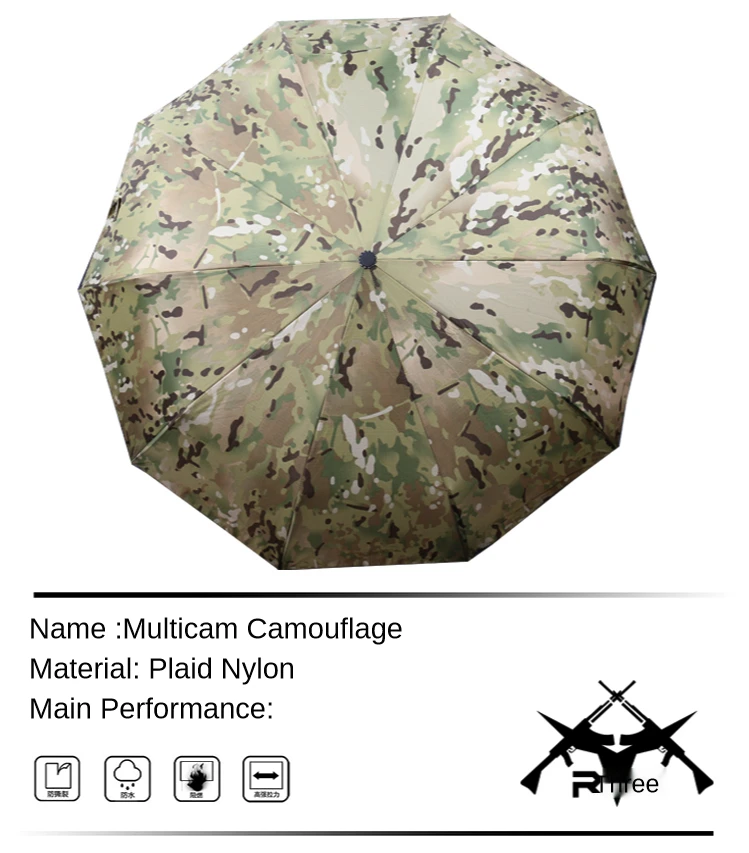 SYMC-paraguas táctico de camuflaje para exteriores, sombrilla totalmente automática con patrón de tigre Aor1, celosía nocturna de arena Mc, de nailon, a prueba de lluvia - imagen 4
