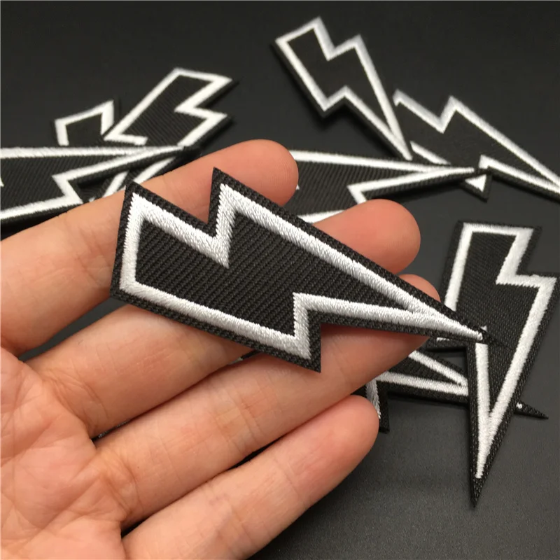 10 unids/lote Diy parches electrodomésticos para ropa insignia de planchado rayas bordadas en ropa tela costura Stciker relámpago - imagen 3