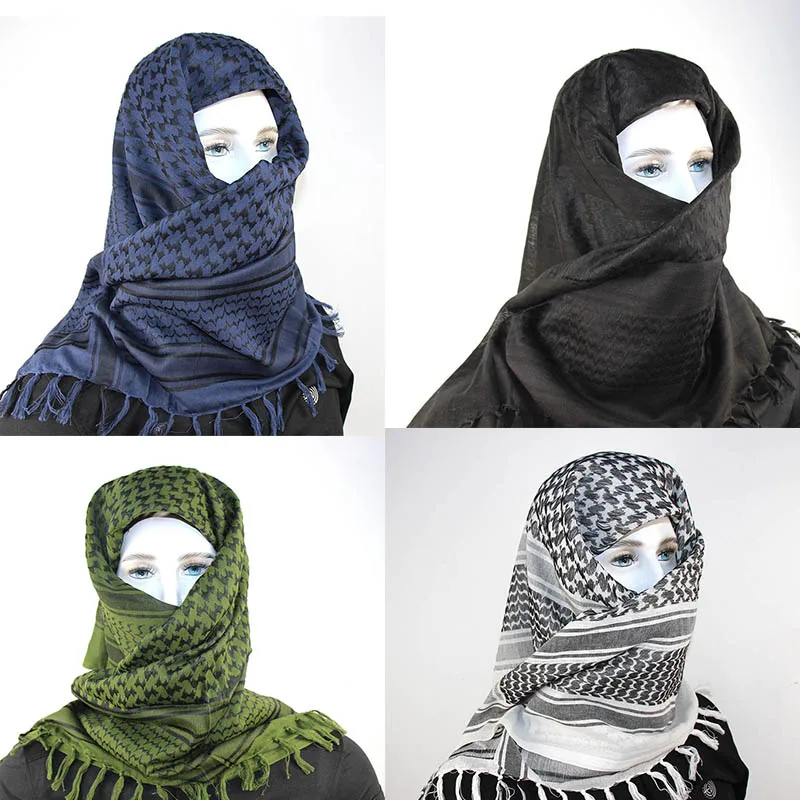 Gran oferta, bufanda árabe Keffiyeh Shemagh, chal de algodón para invierno, cubierta más cálida para el cuello, envoltura para la cabeza, bufanda táctica para acampar a prueba de viento para hombres y mujeres - imagen 4