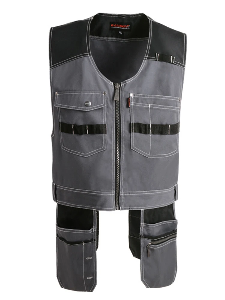 Chaleco de trabajo multibolsillo para hombre, ropa de trabajo multifuncional de talla grande para electricista, decoración de mantenimiento de automóviles, procesamiento mecánico - imagen 3