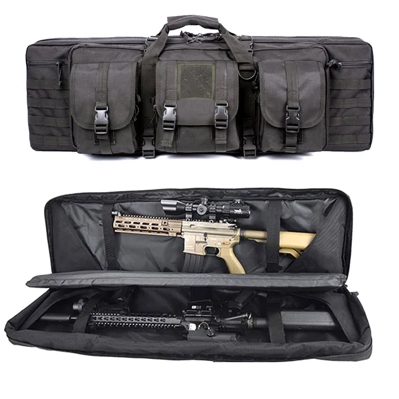 Funda de Rifle táctica de 36 ", mochila larga de doble Rifle, bolsa de pistola para caza, rango de tiro, Paintball CS Wargame - imagen 3