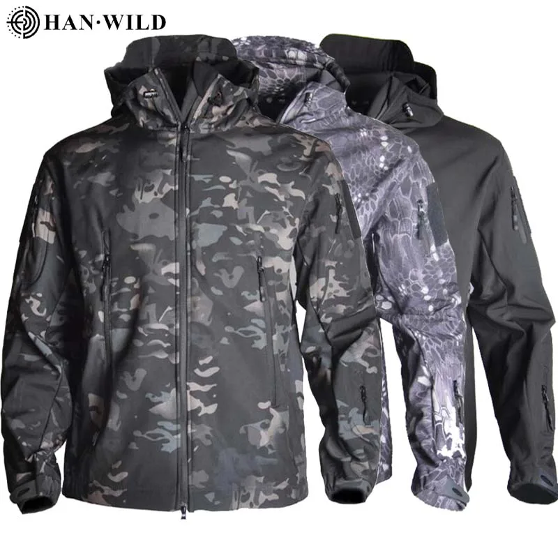 Chaqueta militar de piel de tiburón para hombre, cortavientos de lana con capucha, abrigo táctico de concha suave, conjunto de caza Unisex - imagen 3