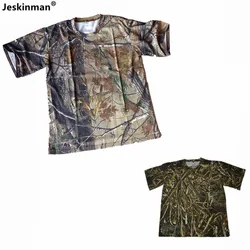 Camiseta de manga corta de verano para caza y pesca, cómoda camuflaje biónico de algodón para exteriores, informal, holgada, para escalar y acampar
