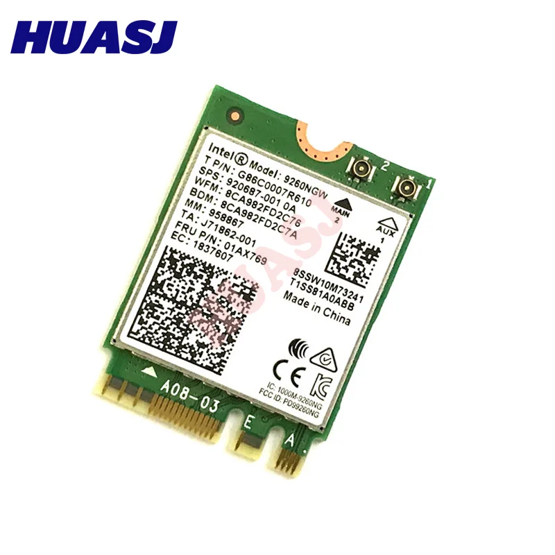 Huasj 1730Mbps tarjeta de doble banda Kit de escritorio Bluetooth 5,0 802.11ac M.2 9260NGW antena de tarjeta para ordenador portátil Win10 - imagen 2