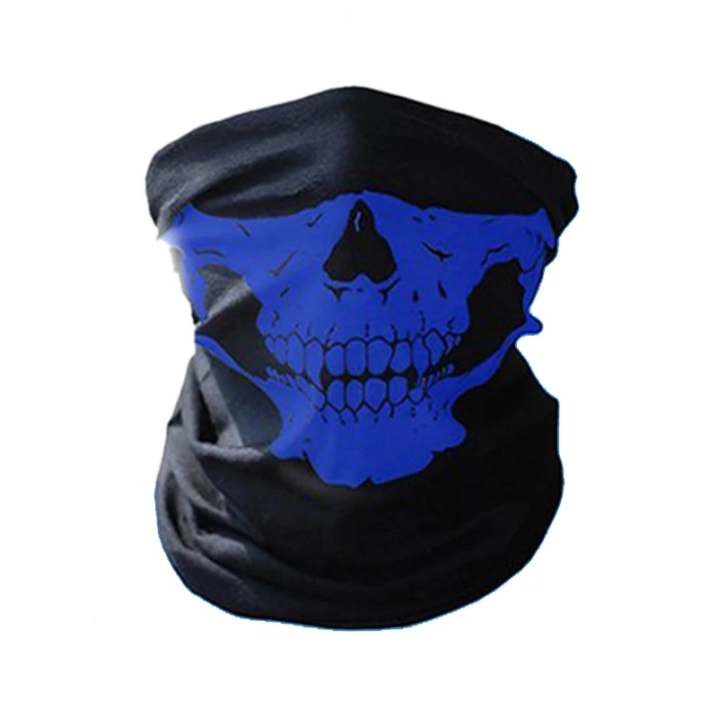 Máscara facial de Halloween para hombres fríos, polaina de cuello, escudo, bufanda elástica, pasamontañas, diademas, Bandana de calavera a prueba de viento, 2 piezas - imagen 2