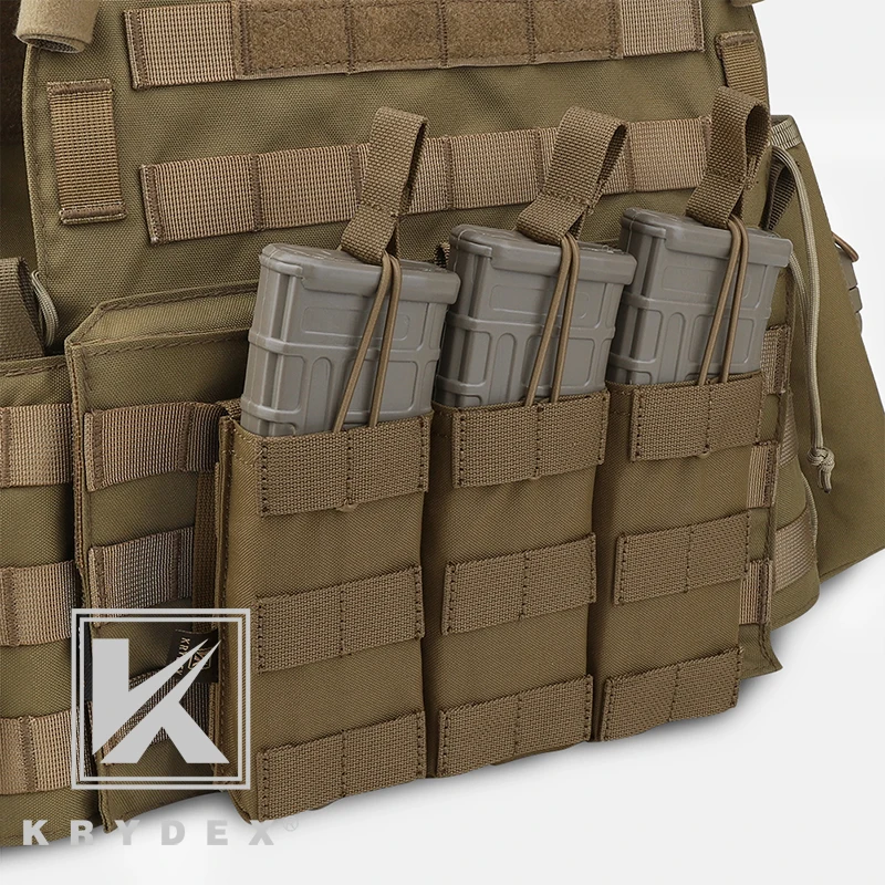 KRYDEX-bolsa Modular Triple Mag táctica 556 223 M4 M16, bolsa para revistas, portabebés MOLLE con tapa abierta para equipo de tiro y cazar - imagen 5