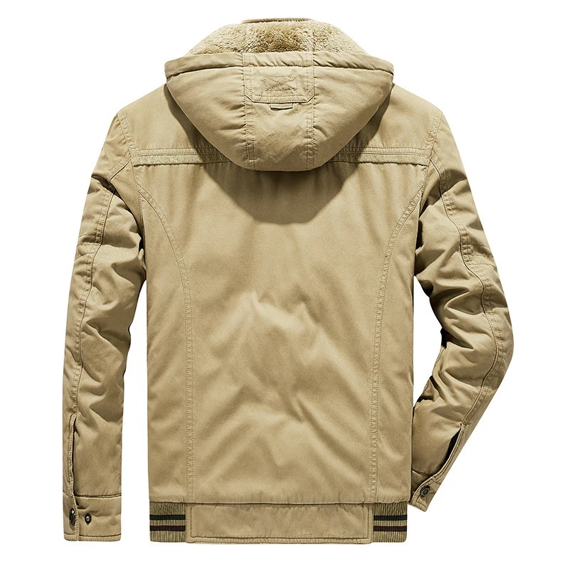 Chaqueta militar de invierno Para Hombre, Parka gruesa y cálida de algodón Para exteriores, forro de lana, con capucha, talla M-4XL - imagen 5