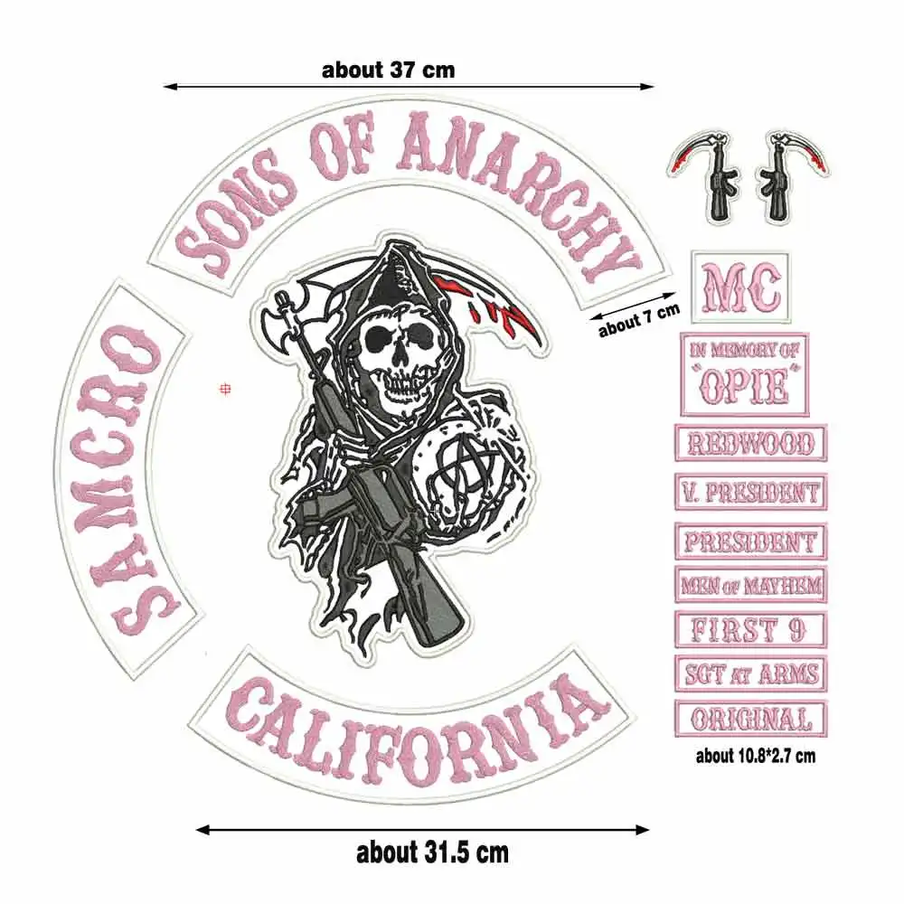Parche basculante de hijo de anarquía de EE. UU., apliques bordados, etiqueta de costura, parches de motociclista punk, pegatinas para ropa, accesorios de ropa, insignia - imagen 5