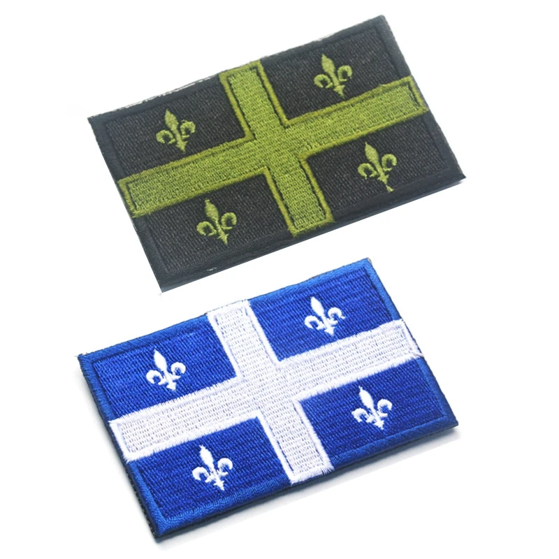 Parche de bandera de Quebec, deporte de fútbol nacional, talla M, apliques de logotipo, parche PROVINCIAL de QUEBEC, CANADA PEQUEÑA para chaqueta de mochila