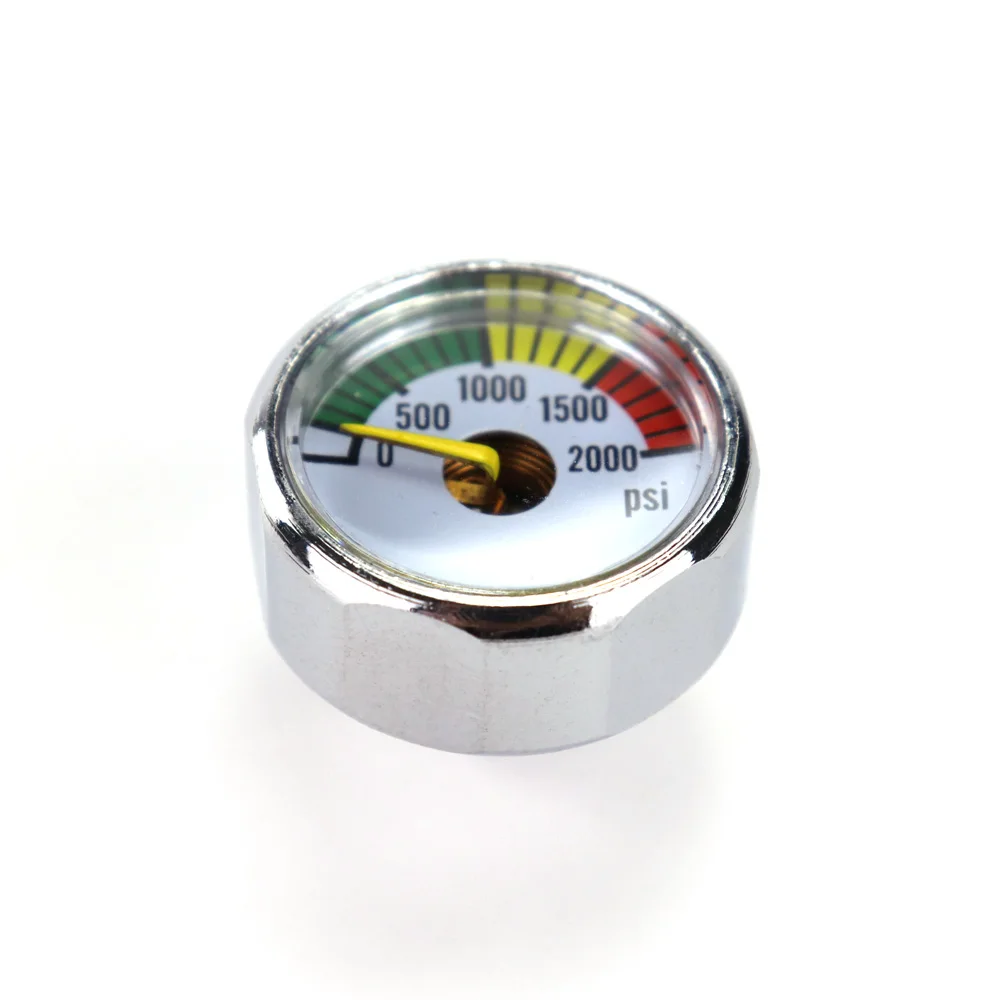 Manómetro para Paintball Air Mini, medidor de presión de 2000PSI, manómetro, rosca de 1/8NPT, plateado, nuevo - imagen 3