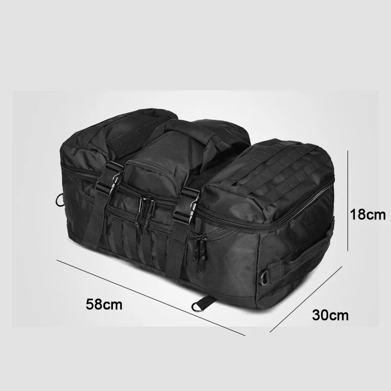 Bolsa de equipaje táctica de 60L para hombre, mochila de viaje para acampar, senderismo al aire libre, Molle, escalada, Trekking, negro, X429A - imagen 4