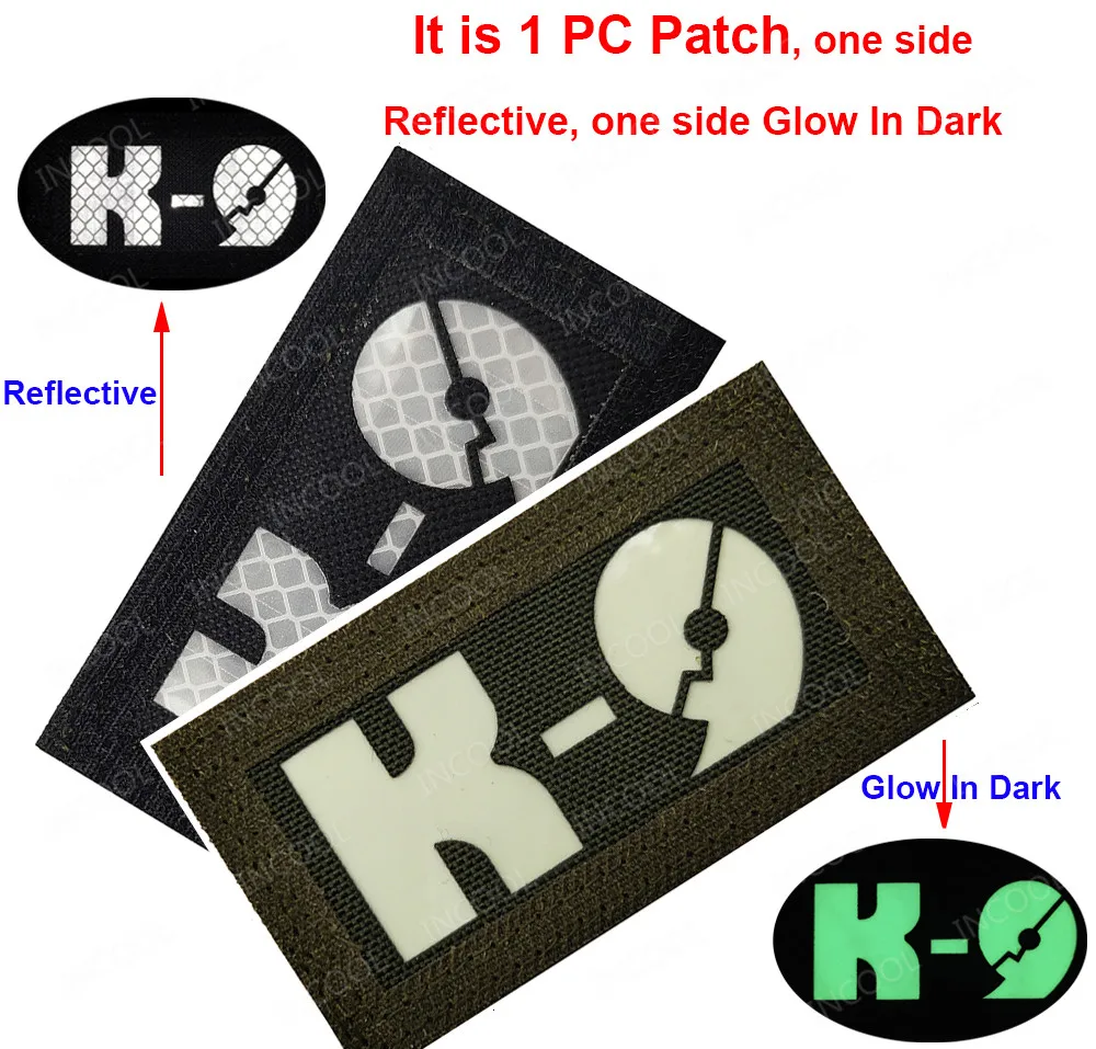 Parche reflectante infrarrojo de dos lados, parche militar táctico 3D, insignias con apliques para el brazo, color blanco, perro MED K9, brilla en la oscuridad - imagen 2