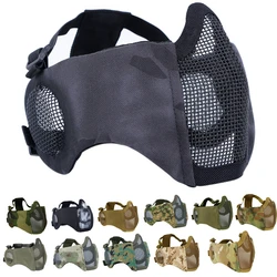 Máscara de malla Airsoft media cara con protectores auditivos plegable