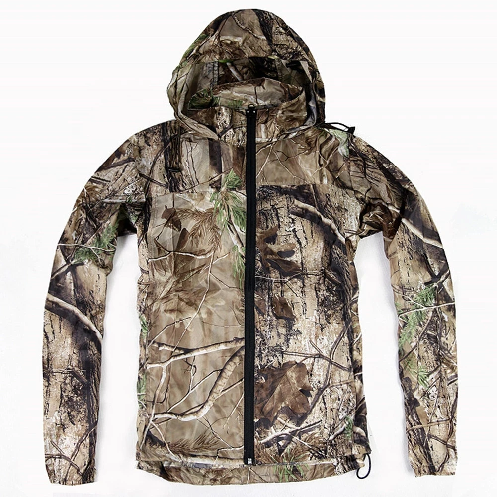 Chaqueta con capucha de camuflaje biónico de árbol ultradelgado, chaqueta impermeable para caza, pesca, aventura, escalada, Camping, Top deportivo - imagen 3