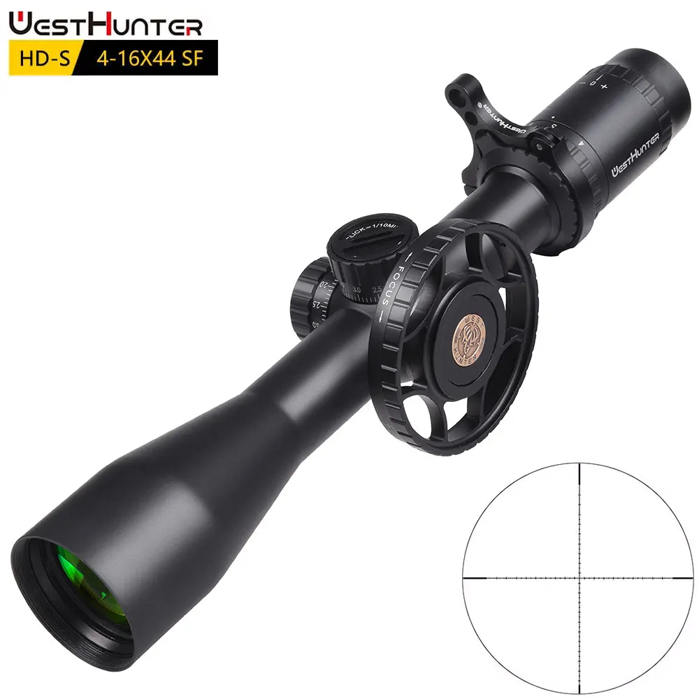 WESTHUNTER HD-S 4-16X44 SF mira telescópica para Rifle de caza Mil Dot mira telescópica táctica con reinicio cero rueda de paralelo lateral miras ópticas