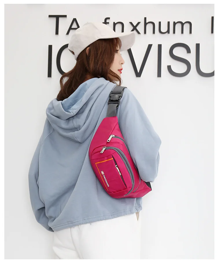 Riñonera a la moda para hombre y mujer, bolsa de cintura Simple para ocio, deportiva, Fitness, con letras, bandolera, paquete de pecho - imagen 5