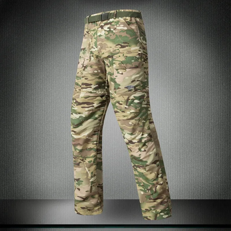 Pantalones finos desmontables de camuflaje para hombre, pantalón táctico militar de secado rápido, transpirable, de dos partes, para exteriores - imagen 3