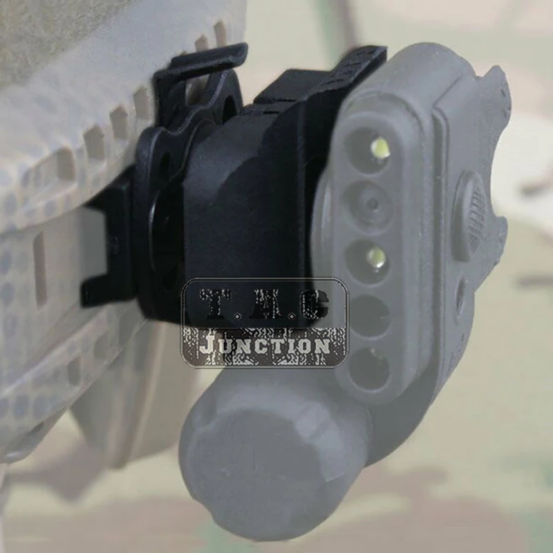 Adaptador de montaje de luz de casco táctico HL1, Riel de arco, soporte de pista dedicado rápido, multiángulo giratorio, negro - imagen 3