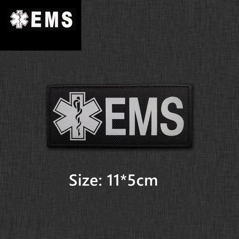 Parches reflectantes EMS, servicio médico de emergencia, primeros auxilios, emblema de combate táctico paramédico, insignias que brillan en la oscuridad - imagen 5