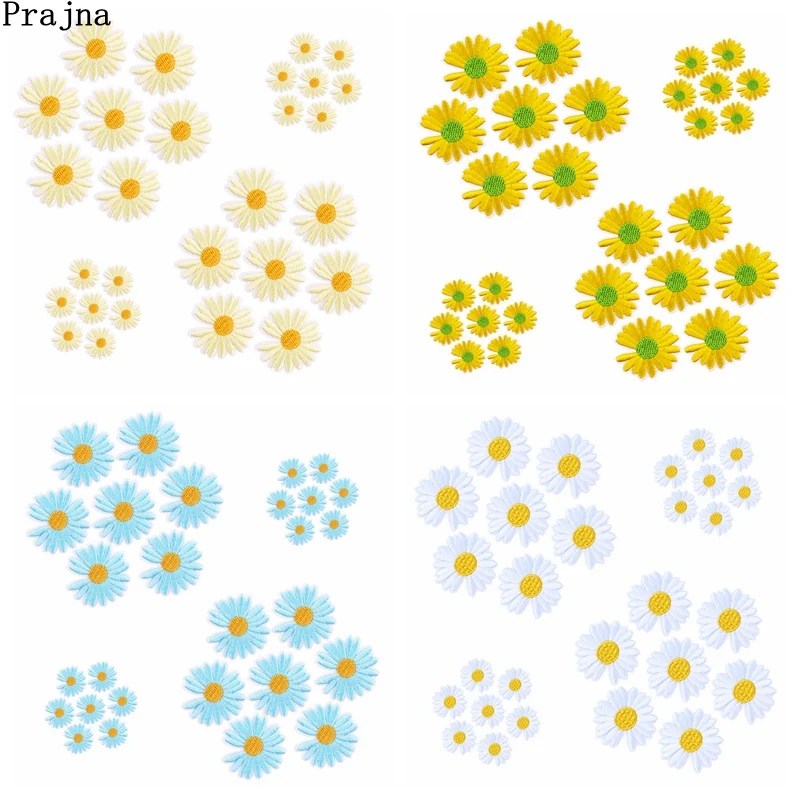Parches bordados de dibujos animados para ropa de niños, apliques de margaritas, sol y flores, 10 o 20 unidades, venta al por mayor - imagen 3