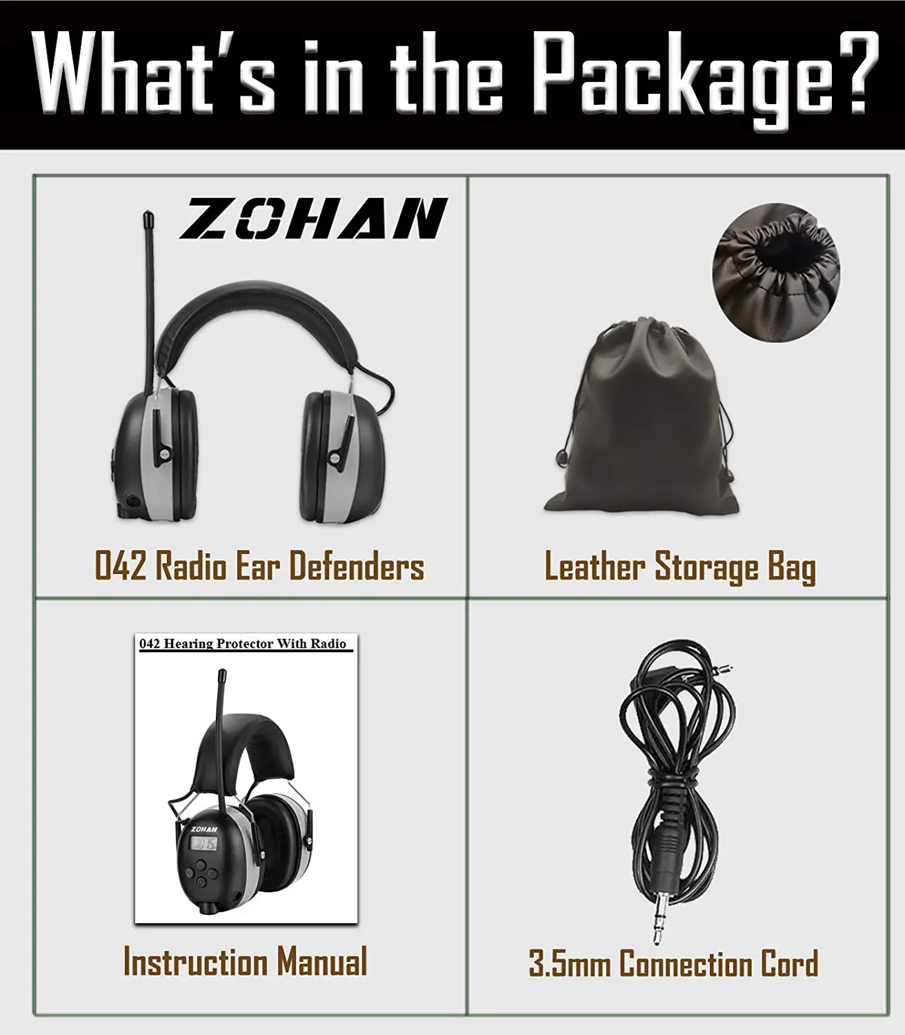 ZOHAN-orejeras electrónicas de Radio AM/FM, pantalla Digital LCD, protección ajustable para los oídos, reducción de ruido, Protector auditivo - imagen 4