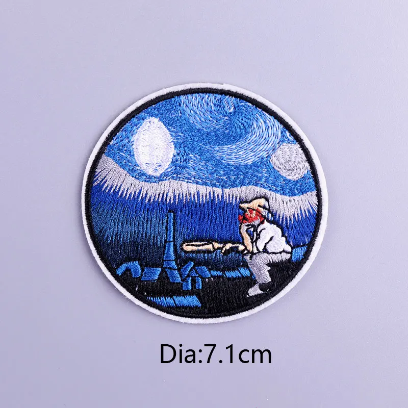 Parche de aventura Hippie, parches para planchar para ropa, apliques de imagen de Van Gogh DIY, parches bordados para ropa, pegatina de camiseta - imagen 5