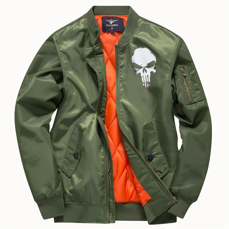 Chaqueta Bomber de motorista para mujer, chaqueta de piloto con estampado de Calavera, ropa de calle de Hip Hop, chaqueta militar de motocicleta Ma-1, abrigo para parejas de cuatro estaciones - imagen 2