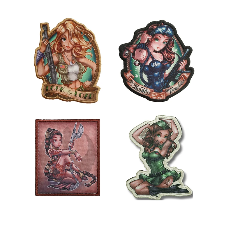 Sello ejército mujer soldado parche capítulo esclavo princesa Leia marinero azul marino rizos atractivos hermosa chica guerrera insignia para decoración de ropa - imagen 5