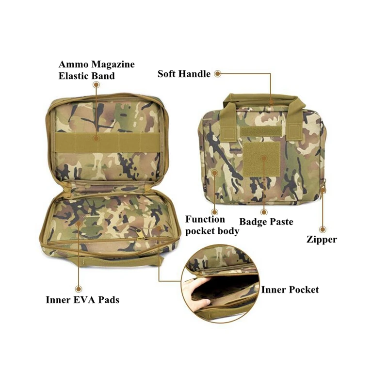 Funda de pistola táctica Molle, bolsa de rango de mango de engranaje, funda verde de camuflaje múltiple, 30CM - imagen 5