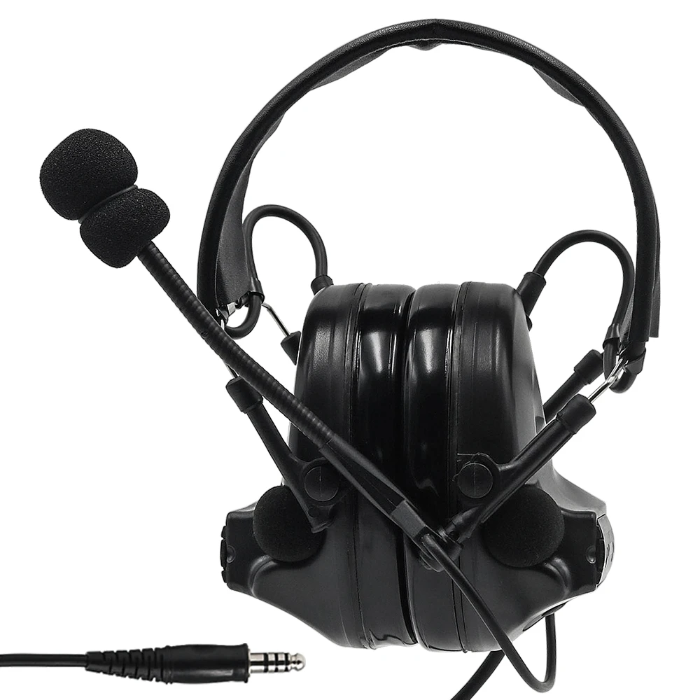 Un auricular negro con un micrófono y auriculares