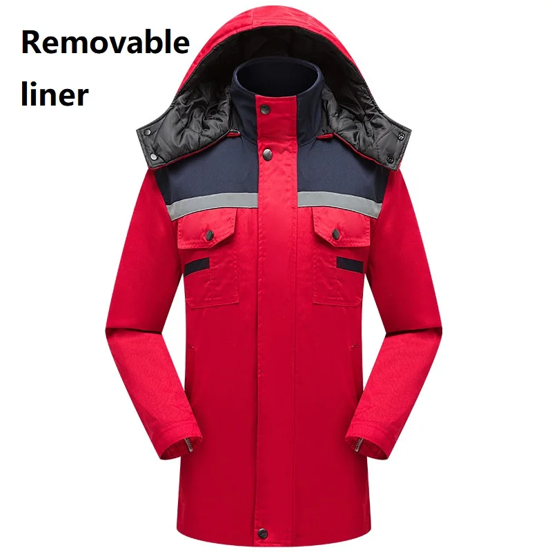 Abrigo de trabajo reflectante de invierno para hombres y mujeres, máquina gruesa, reparación de automóviles, cómoda chaqueta de taller, uniforme resistente al desgaste - imagen 4