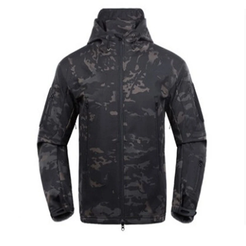 Cortavientos para fanáticos del ejército al aire libre, traje de tormenta de concha suave de tiburón cálido, chaqueta militar holgada de lana de camuflaje de montaña de terciopelo - imagen 5