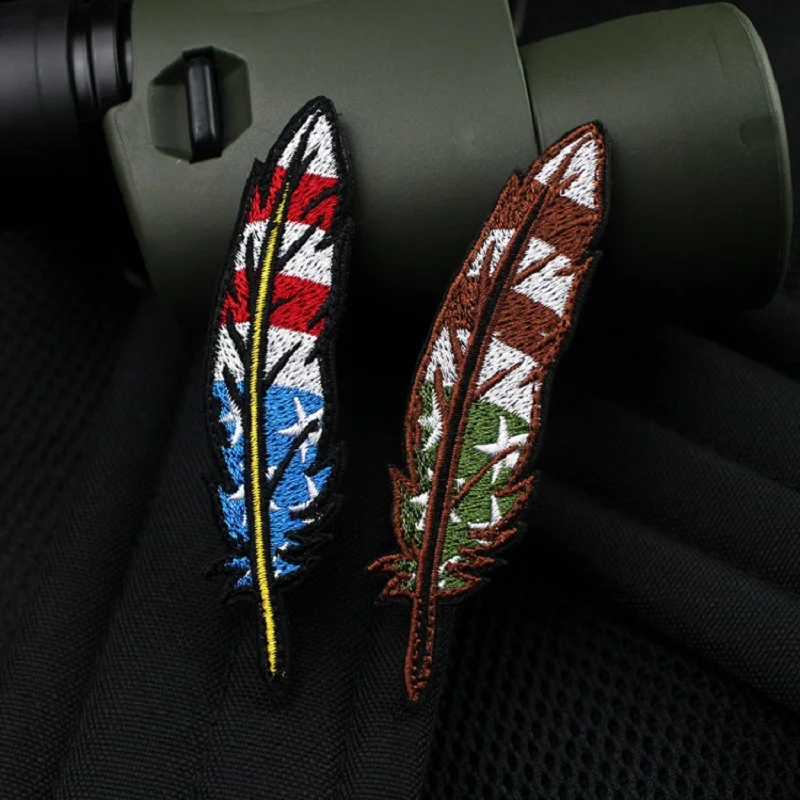 Parche bordado de plumas con bandera de EE. UU., apliques tácticos de Estados Unidos para ropa, sombrero, chaqueta, decoración - imagen 3
