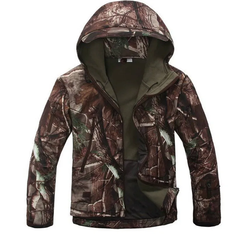 Chaqueta térmica con capucha para exteriores, abrigo de lana con interior de árbol, Camo, caza, pesca, viento, impermeable, táctico, senderismo, Otoño e Invierno - imagen 3