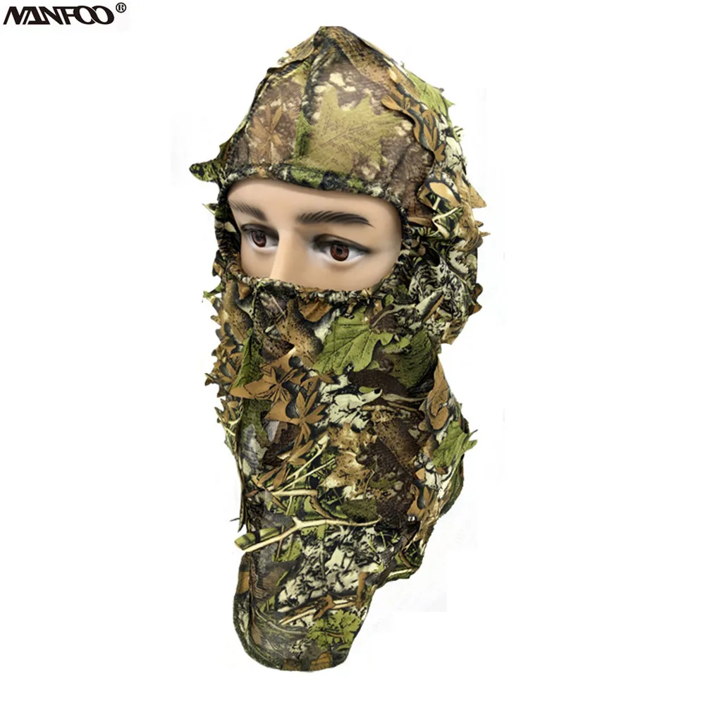 Hojas de arce 3D camuflaje biónico caza pesca máscara facial ciclismo a prueba de sol máscara facial completa fotografía de jungla gorras de sombrero de camuflaje - imagen 5