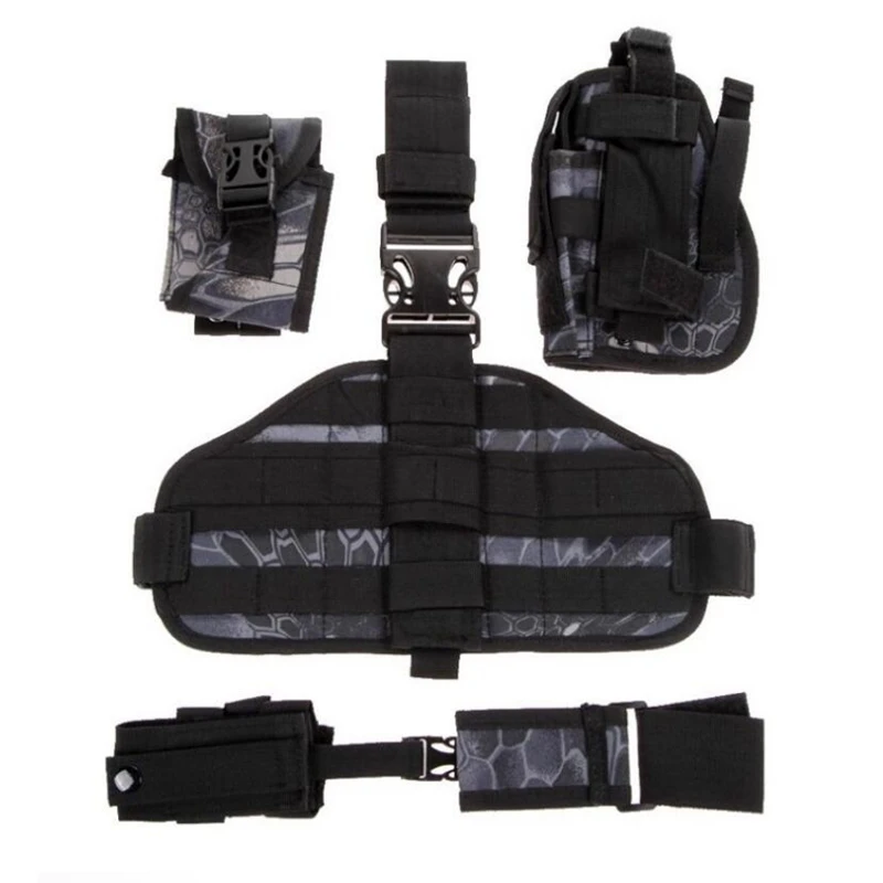 Funda táctica para pistola de pierna caída para GL 17 19 Beretta M9, plataforma de funda para pistola de muslo con bolsas Molle, funda Universal - imagen 4