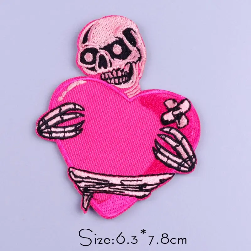 Parche de rayas Hippie Punk, parches bordados de motorista para ropa, insignia de Rock, parches para planchar en la ropa, pegatinas de calavera para chaqueta - imagen 3