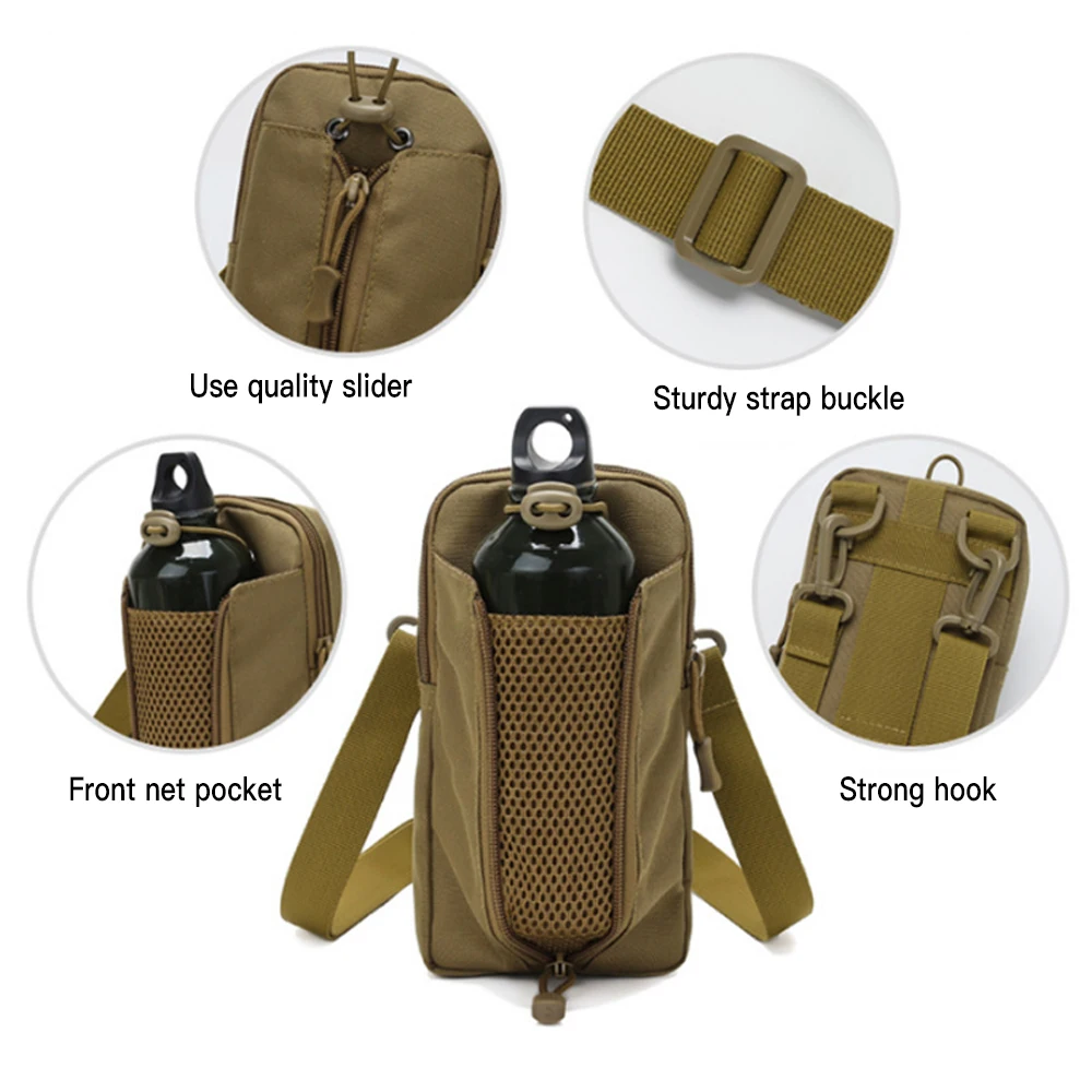 Bolsa táctica Molle para botella de agua, bolso de hombro mejorado, soporte de viaje, deporte al aire libre, Camping, senderismo, bolsas de pesca, X288 - imagen 4