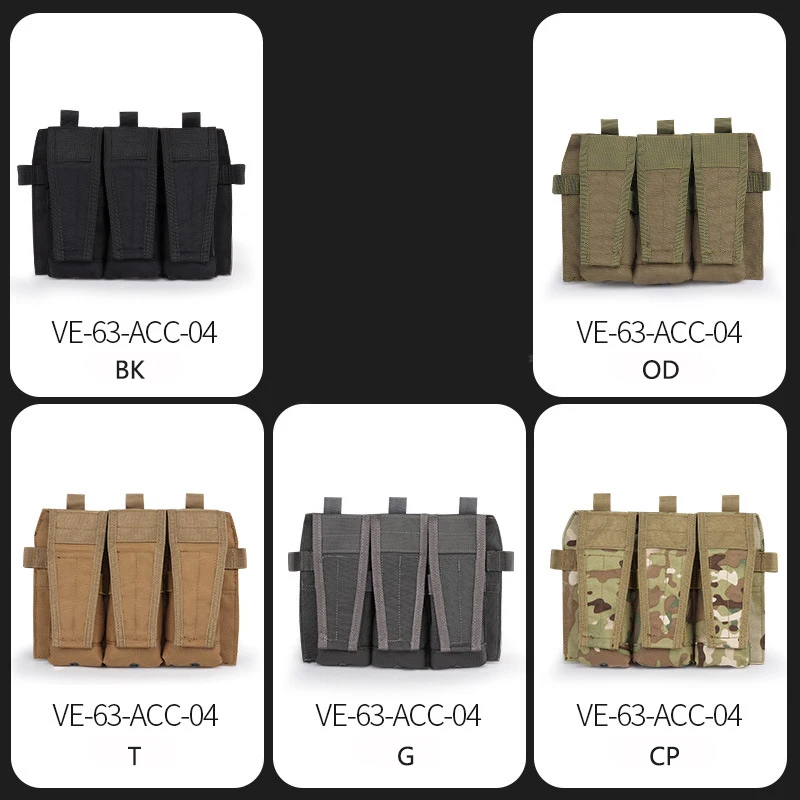 Chaleco táctico MOLLE Triple MOLLE, bolsa para revistas, nailon 1000D, caza, accesorios Airsoft, revista M4 5,56 - imagen 2