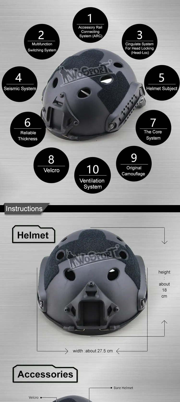 Casco Táctico PJ KOLINLOV - Detalle de seguridad