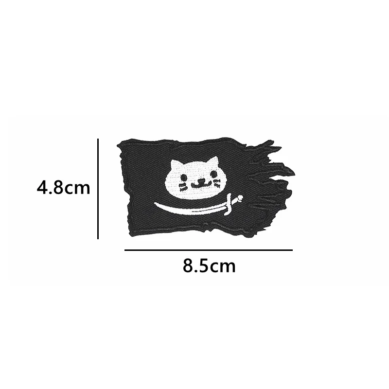 Calavera pirata bandera bordado parche gato sonriente capítulo táctico al aire libre insignias para ropa mochila chaleco siglo 18 - imagen 2