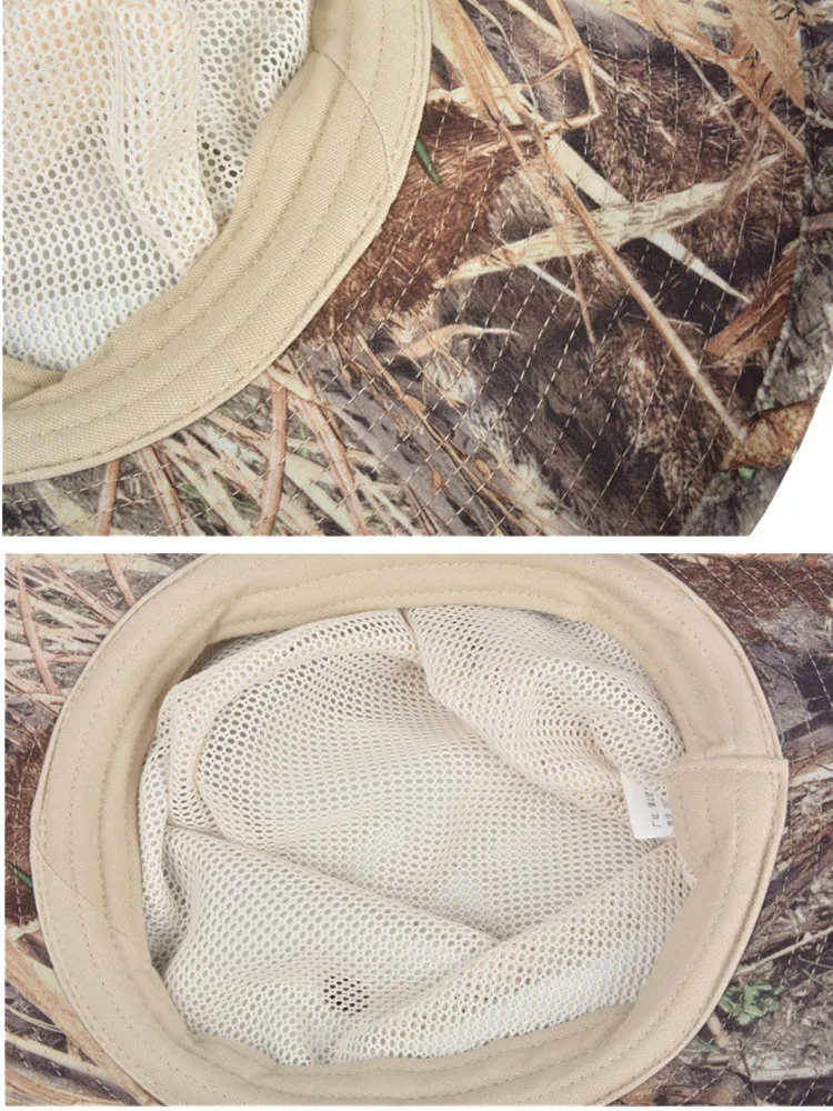 Reed alta calidad Bulrush Bionic camuflaje caza de pesca sombrero Bonnie de gran tamaño deportes al aire libre de protección solar sombrero de algodón - imagen 4