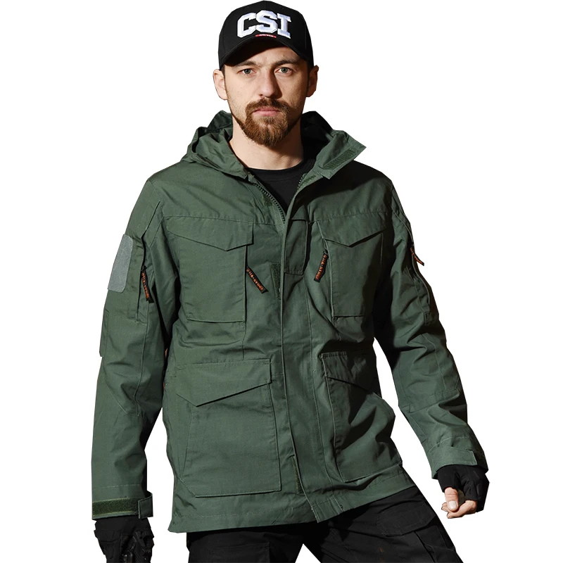 M65 chaquetas de senderismo al aire libre para hombre, abrigo cortavientos impermeable con capucha, chaqueta táctica informal Airsoft, resistente al desgaste - imagen 5