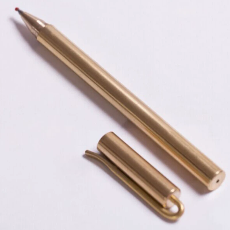 Bolígrafo táctico de latón puro para viajes al aire libre, pluma de regalo de cobre, estilo Retro, Kit de viaje - imagen 2