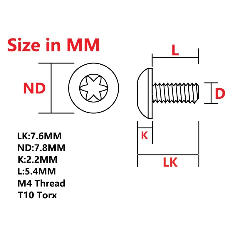 Juego de 12 unids/set de cuchillo plegable de aleación de titanio, M4, T10, tornillos Torx de cabeza media redonda, rosca M4, bricolaje, accesorios de reparación de uñas Revit - imagen 3