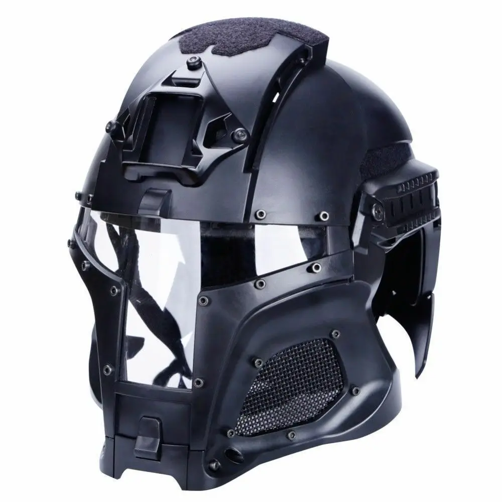 Casco táctico Airsoft de cabeza completa con máscara facial estilo Medieval juego de caza equipo de protección facial completa - imagen 2