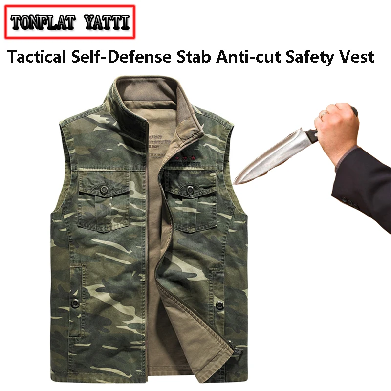 Chaleco de verano de doble cara anticorte y antipuñaladas para hombre, tácticas furtivas flexibles, protección de seguridad policial Fbi, ropa de defensa personal de camuflaje - imagen 2